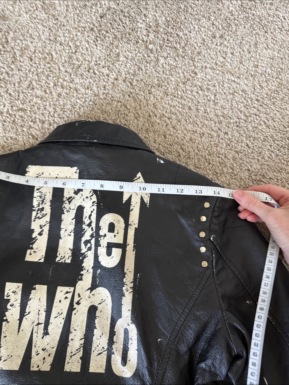 Wilsons Leather Black Studded The Who Graphic Moto Jacket - Picture 11 of 14